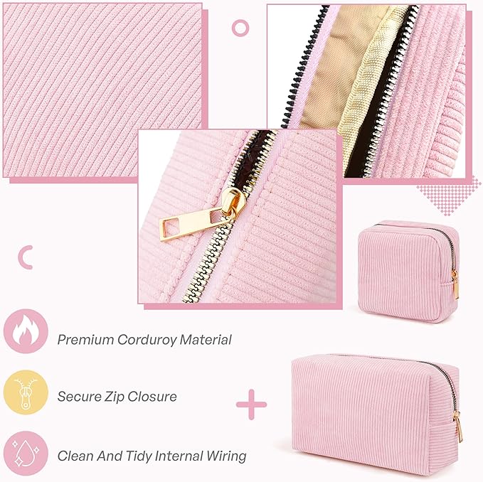 Corduroy Sanitary Napkin Storage Bag 2 PCS Period Bags For Teen Girls, First Period Pad Pouches Tampon Holder for Purse with Zipper