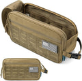 PAVILIA Tactical Toiletry Bag for Men, Water Resistant Molle Military Dopp Kit, Travel Hygiene Organizer with Wet Dry Storage for Shaving, Grooming, Gym and Camping, Tan XL