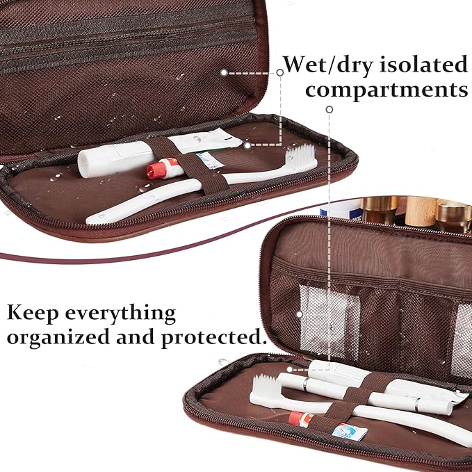 Janhavi Customized Gifts for Men, Waterproof Travel size Toiletries Bag, Makeup Organizer Foldie Travel Bag, Mens Toiletry Travel Bag, Men's Accessories Organizer Men (Medium, Dark Brown, S)