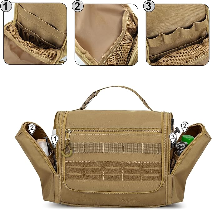 Prokva Tactical Toiletry Bag for Men, Large Hanging Dopp Kit Hygiene Bag