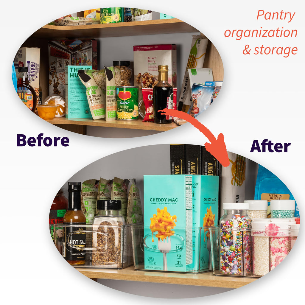 ClearSpace Pantry Storage Bins with Removable Dividers, XL, 4 Pack
