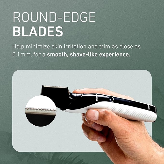Panasonic Electric Body Trimmer for Men, Cordless Washable Wet Dry Groomer with 3 Comb Attachments, Black ER-GK60-S