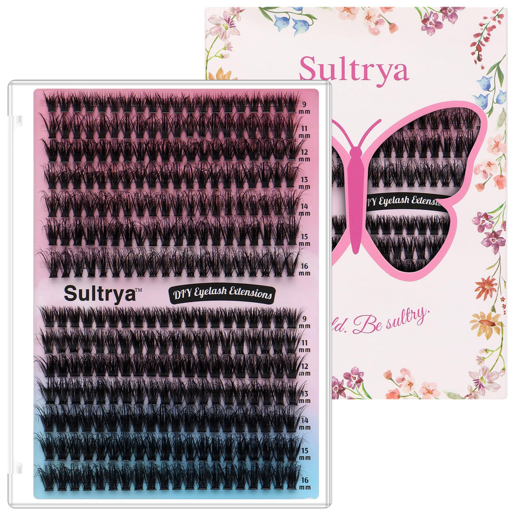 Sultrya 50D+60D 280pcs Fluffy DIY Eyelash Extensions Cluster Lashes False Eyelashes Faux Mink Multi-Layer Soft Lightweight Lash Clusters for Natural Dramatic Volume (9–16mm, 50D+60D Fluffy)