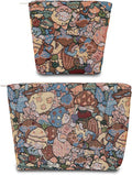 BOCGRPU 2 PCS Makeup Bag Small Cute Cosmetic Bags for Women，Floral Travel Toiletry Bag for Purse, Large Canvas Cosmetic Pouch Makeup Organizer Tool Pouch with Zipper（Fair Tale Forest）