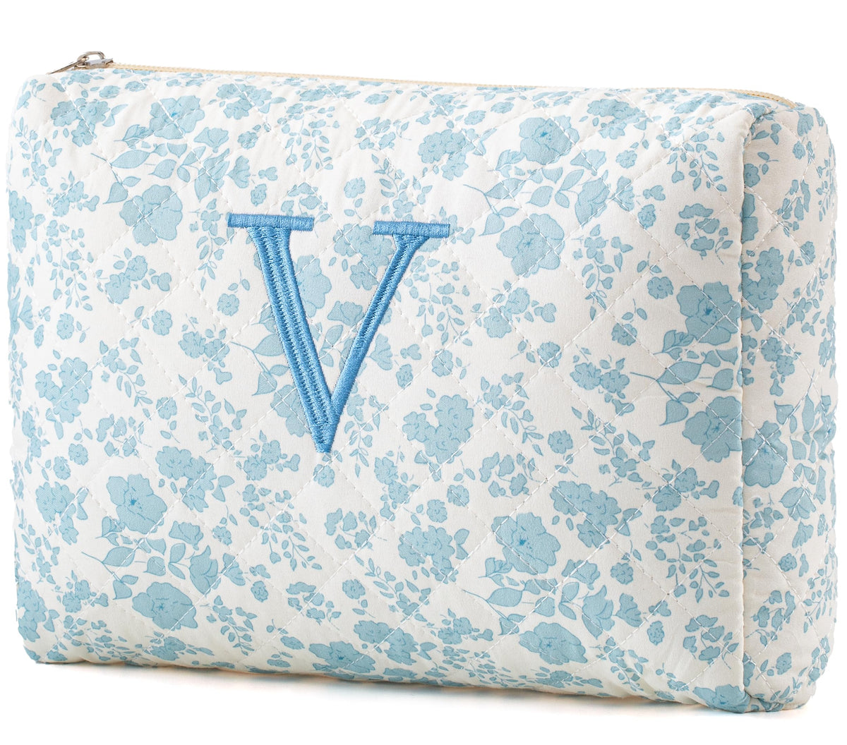 HBselect Initial Makeup Bag for Women Personalized Quilted Cosmetic Bag