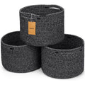 Maxuni 3 Pack Small Rope Storage Baskets, 9.82×9.82×7.1", Black