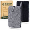 Yiclick Exfoliating Body Scrubber (2 Pack), Body Scrubber Exfoliator, Exfoliating Sponge for Shower Bath, Shower Loofah Luffa Lufa with Handle for Men Women, Dead Skin Exfoliator for Body Scrub
