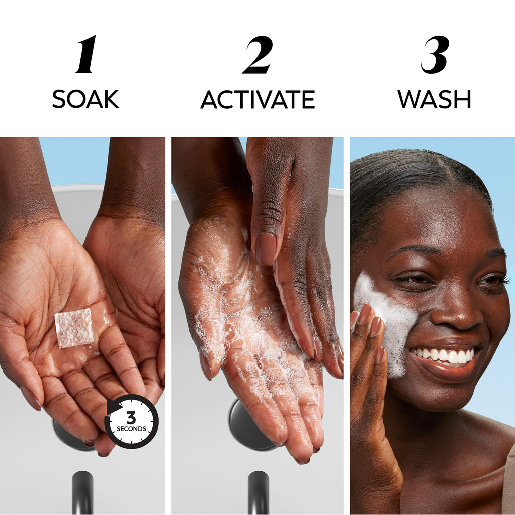Olay Face Wash, Hyaluronic Acid Cleansing Melts, Fragrance-Free, Daily Use Gentle Cleanser, For All Skin Types, Travel Size, Water-Activated to Clean, Tone, and Refresh, 64ct (2 Pack x 32ct)