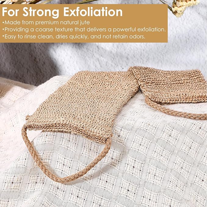 Wanmu Extra Rough Exfoliating Back Scrubber, Large Natural Exfoliation Washcloth, Long Durable Body Scrubber for Men Women Workers Athletes Daily Deep Cleansing Shower Bath Wash