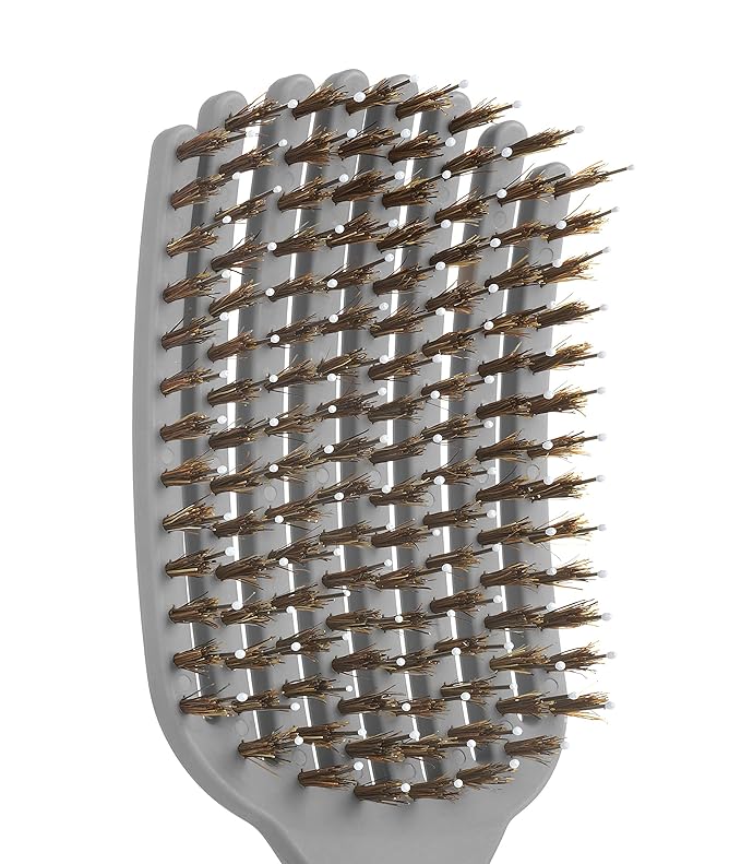 (All New) KareCo Tangle Buster Flexible Paddle Brush, Detangler & Styler for All Hair Types | Dual Nylon and Boar Bristles (9 Fingers)