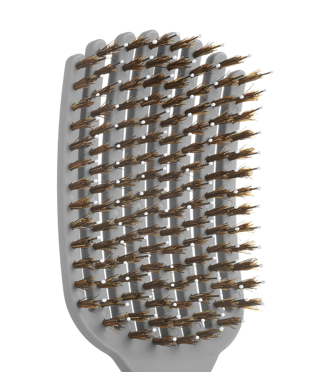 KareCo Premium Tangle Buster Brush – Travel Detangling Hair Brush with Non-Slip Rubber Handle & Soft Nylon Bristles, Wet & Dry Hair Detangler for All Types, Gray