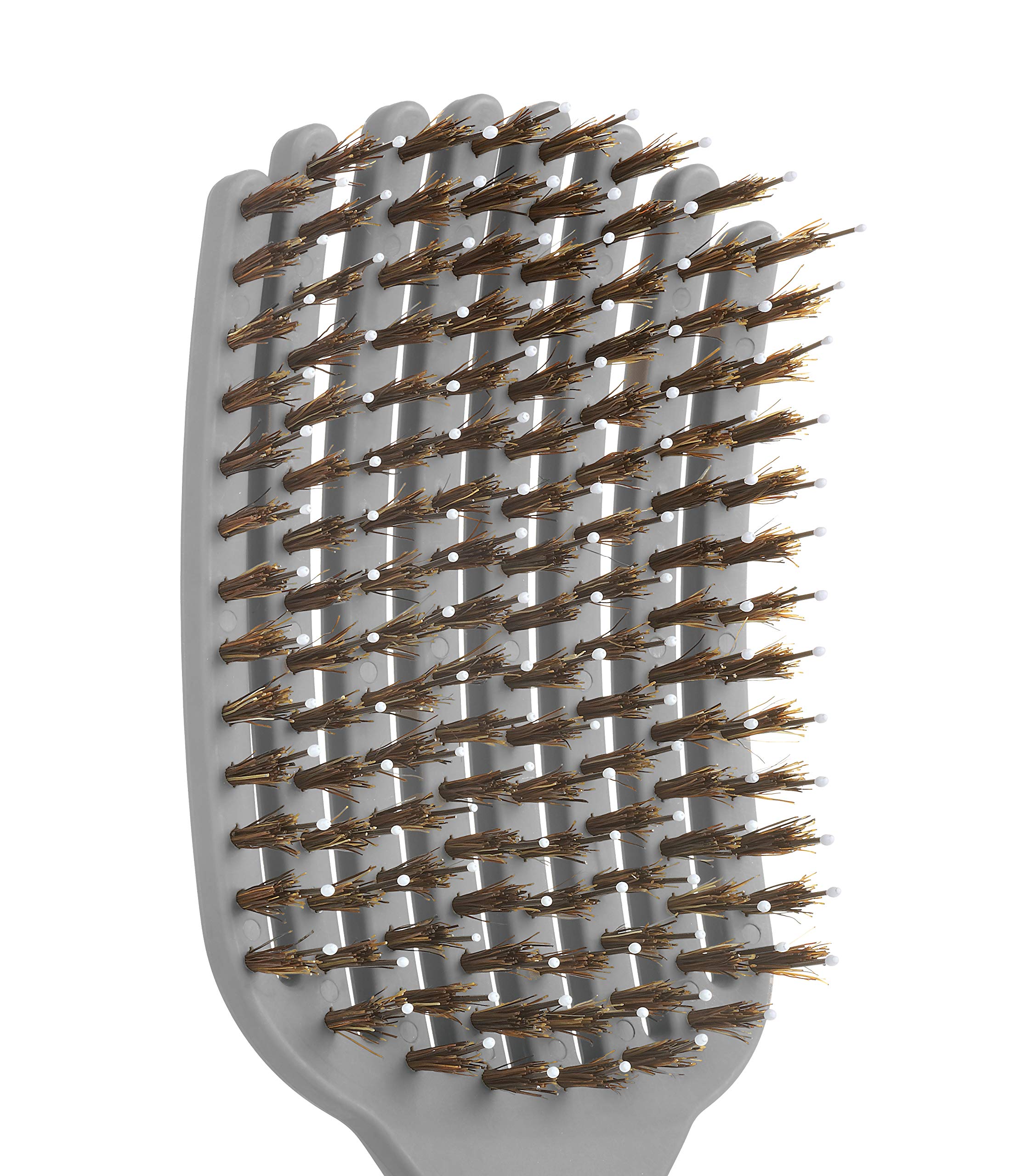 KareCo Premium Tangle Buster Brush – Travel Detangling Hair Brush with Non-Slip Rubber Handle & Soft Nylon Bristles, Wet & Dry Hair Detangler for All Types, Gray