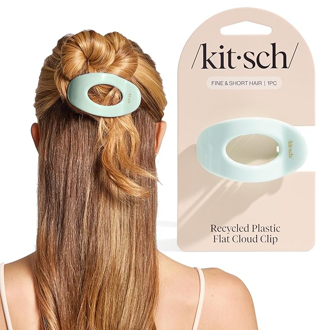 Kitsch Small Flat Claw Clips for Women - Stylish Flat Hair Clips, Strong Hold for Thick & Fine Hair | Non-Slip for Secure, Comfortable All-Day Wear - Sage Leaf