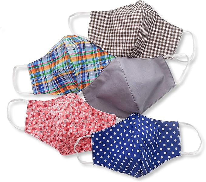 HOPE LOVE SHINE Face Mask Adjustable Filter Pocket Reusable Breathable Washable Cloth Mask Face Masks for Women Men - 5 Pack