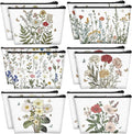 Sweetude 12 Pcs Flower Makeup Bags Bulk Portable Travel Cosmetic Bags with Zipper Wildflower Floral Waterproof Roomy Travel Toiletry Organizer Storage Pouch for Women Birthday Party Gifts