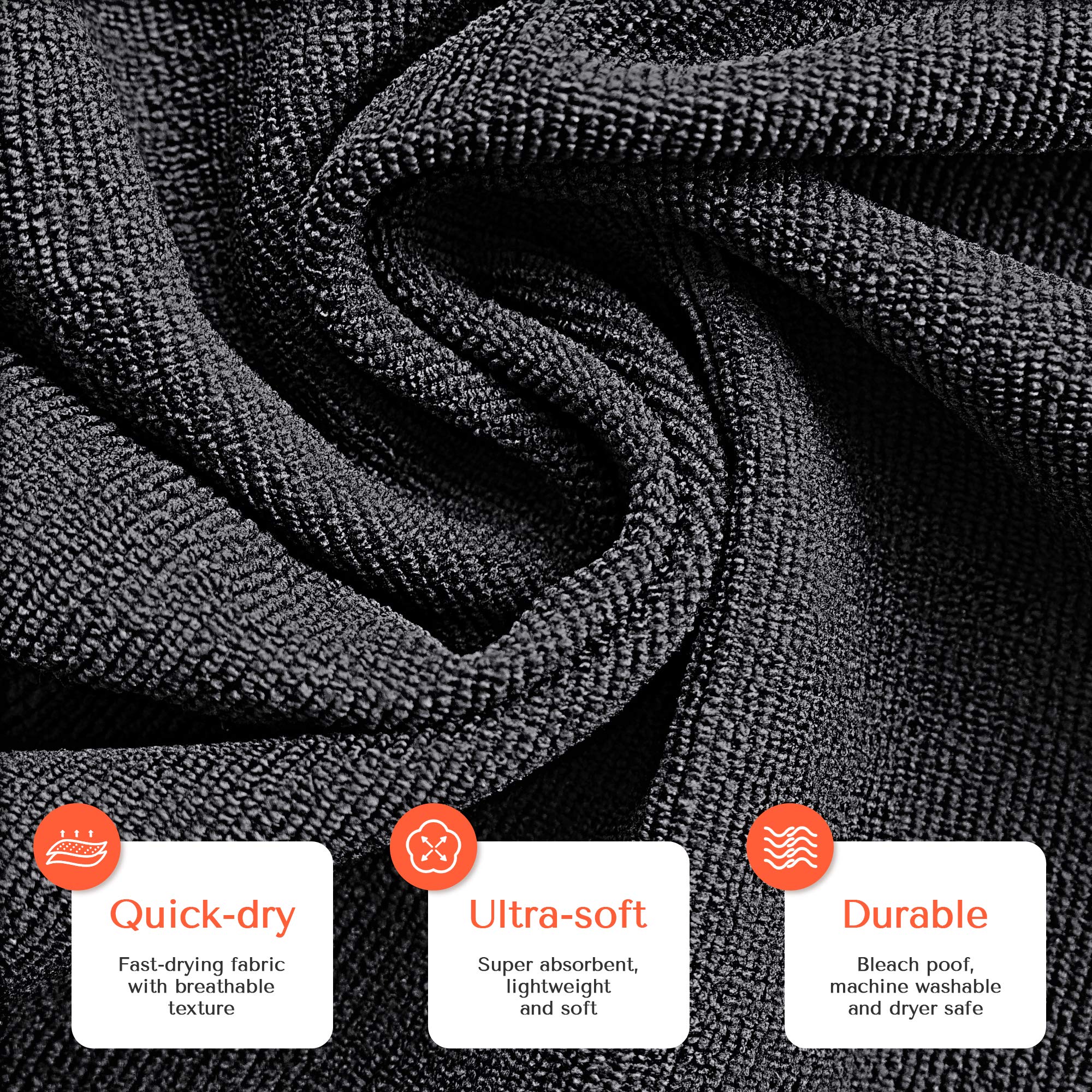 TASALON Microfiber Salon Hair Towels 10 Pack, 29" x 16" Ultra-Soft - Black