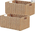 Vagusicc Wicker Storage Basket, Set of 2 Hand-Woven Paper Rope Wicker Basket, Small Storage Baskets for Organizing Toilet Paper, Foldable Large Cube Storage Organizer Bins for Shelves (Natural)