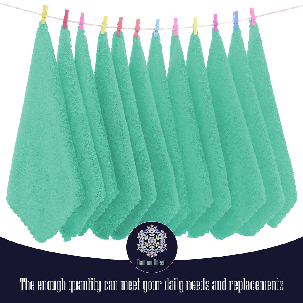 16 Pack Baby Washcloths - 10x10 Inch, Coral Fleece - Extra Absorbent and Soft Wash Clothes for Newborns, Infants and Toddlers - Suitable for Sensitive Skin and New Born - Baby Shower - Aqua Green