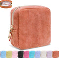 Period Bag for Girls, Corduroy Sanitary Napkin Storage Bag, Period Pouch & Tampon Holder, Feminine Care Organizer（Orange）