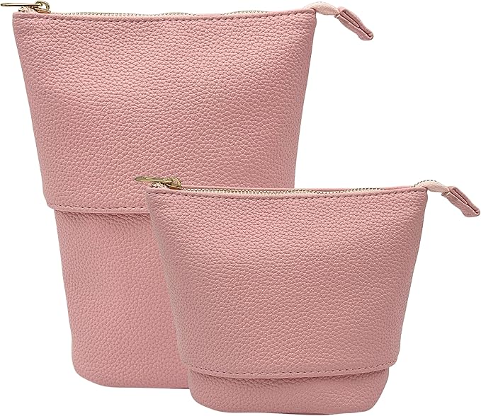 JAZD Travel Makeup Brush Bag Standup Brush Holder Portable Convertible Make up Brush Pouch Cosmetic Case (PINK)