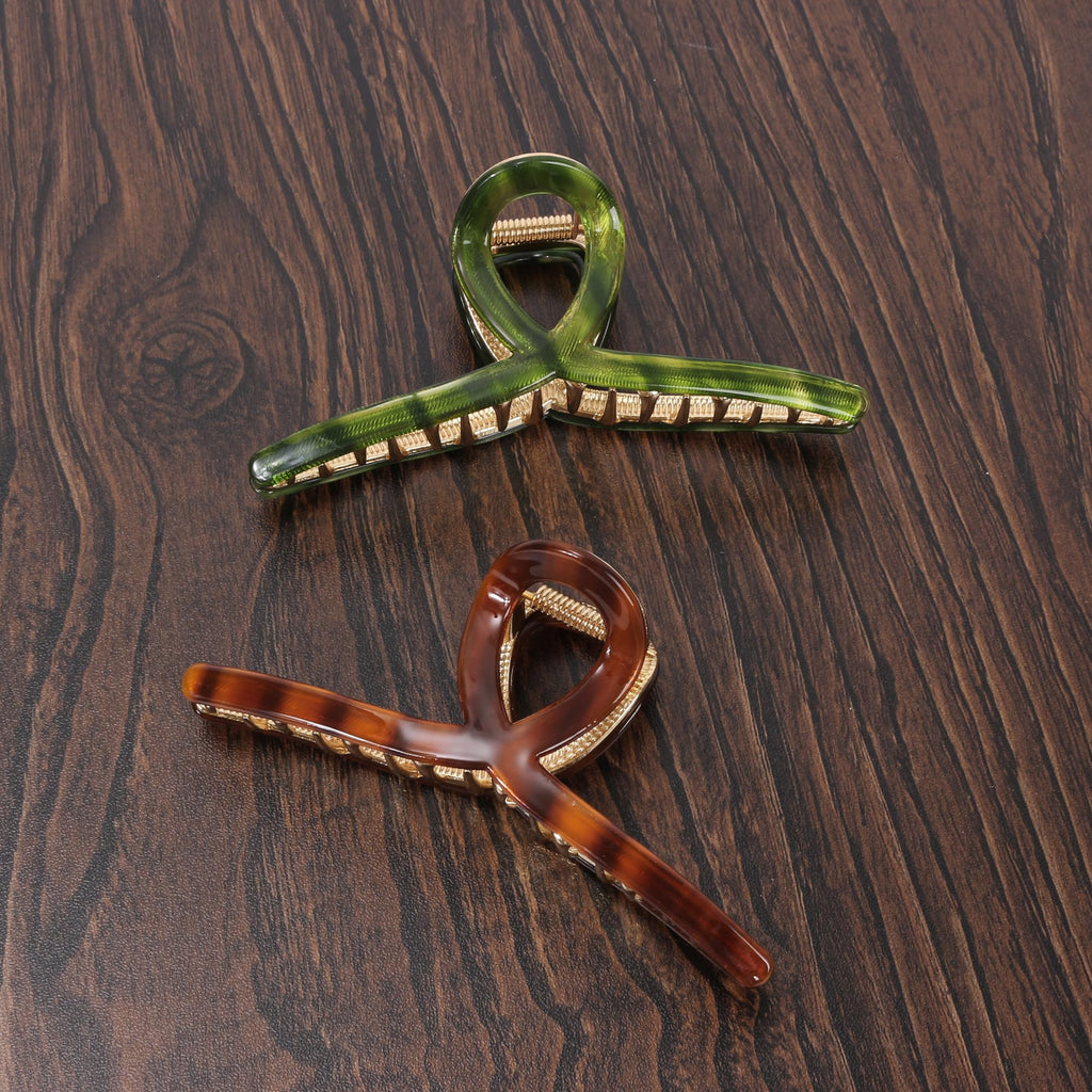 Big Hair Claw Clip Metal Claw Clips for Women Strong Hold Claw for Heavy Hair Green Acetate Claw Clips for Girls 4.5" Jaw Clamp Large Hair Accessories for Long Thick Hair (New Green)