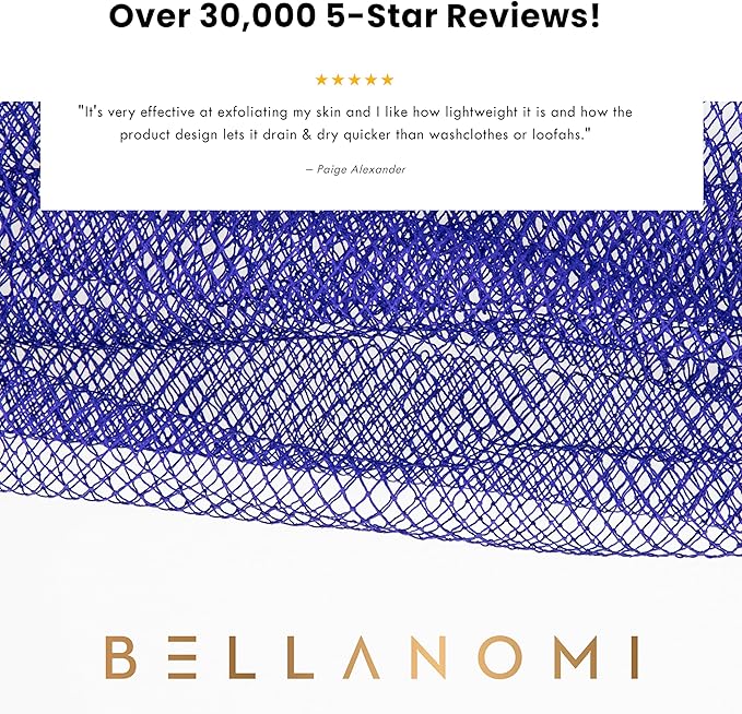 Bellanomi African Exfoliating Net Sponge Authentic Ethically Sourced from Nigeria 45 inch Long (Navy Blue)