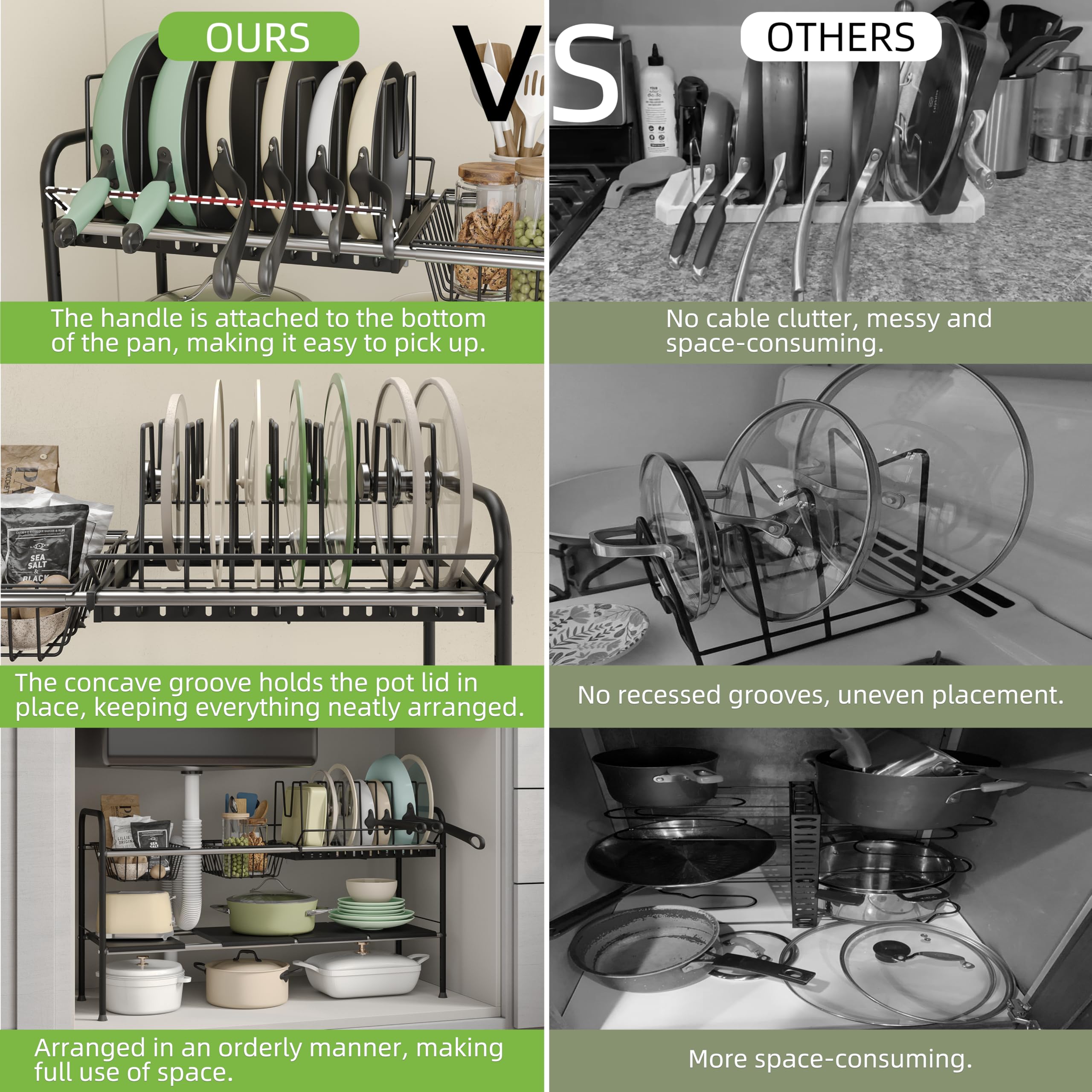 NETEL Expandable Under Sink Organizer，Pot and pan Organizer Under Cabinet