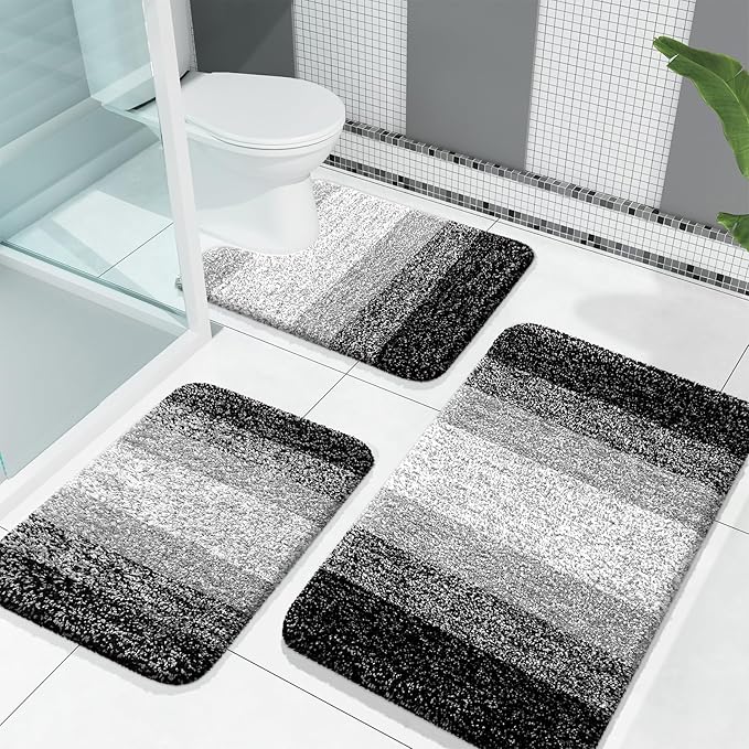 OLANLY Microfiber Bathroom Rugs Sets 3 Piece, 30"x20"+24"x16"+24"x20"