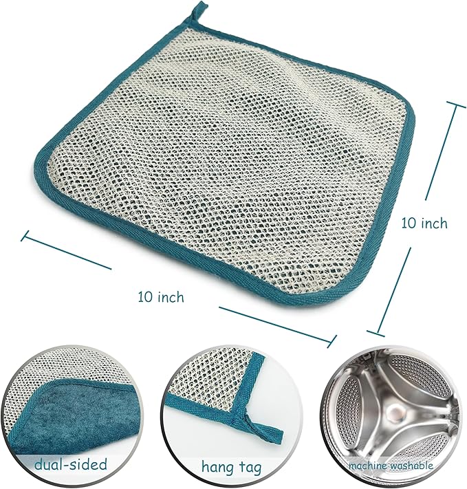 5 Pack Soft Weave Home Spa Bath Shower Exfoliating Massage Face Body Wash Cloths, Dual-Sided with Exfoliating Scrub and Soft Terry Cloth Towel
