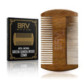 BRV MEN Beard & Mustache Comb, 100% Natural Green Sandalwood, Pocket Beard Comb with Carry Case, Wooden Beard Comb for Men For All Types and Styles of Hair & Beard