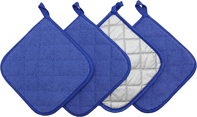 GQZLUCK Cotton Pot Holders, Hot Pads for Kitchen,Set of 4, Dark Blue