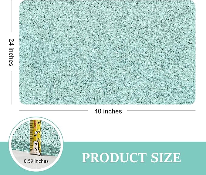 LuxStep Shower Mat Bathtub Mat,40x24 inch, Non-Slip Bath Mat with Drain, Quick Drying PVC Loofah Bathmat for Tub,Shower,Bathroom,Green