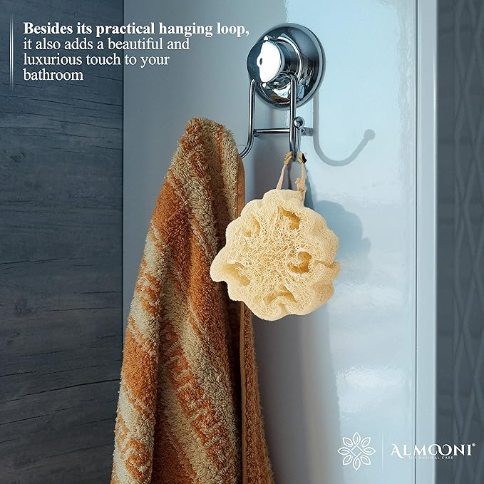 Almooni Mini Natural Loofah Sponge - Real Egyptian Shower Exfoliating Loofah - Small Loofah Scrubber for The Perfect Grip - 3 Count(1 Pack)