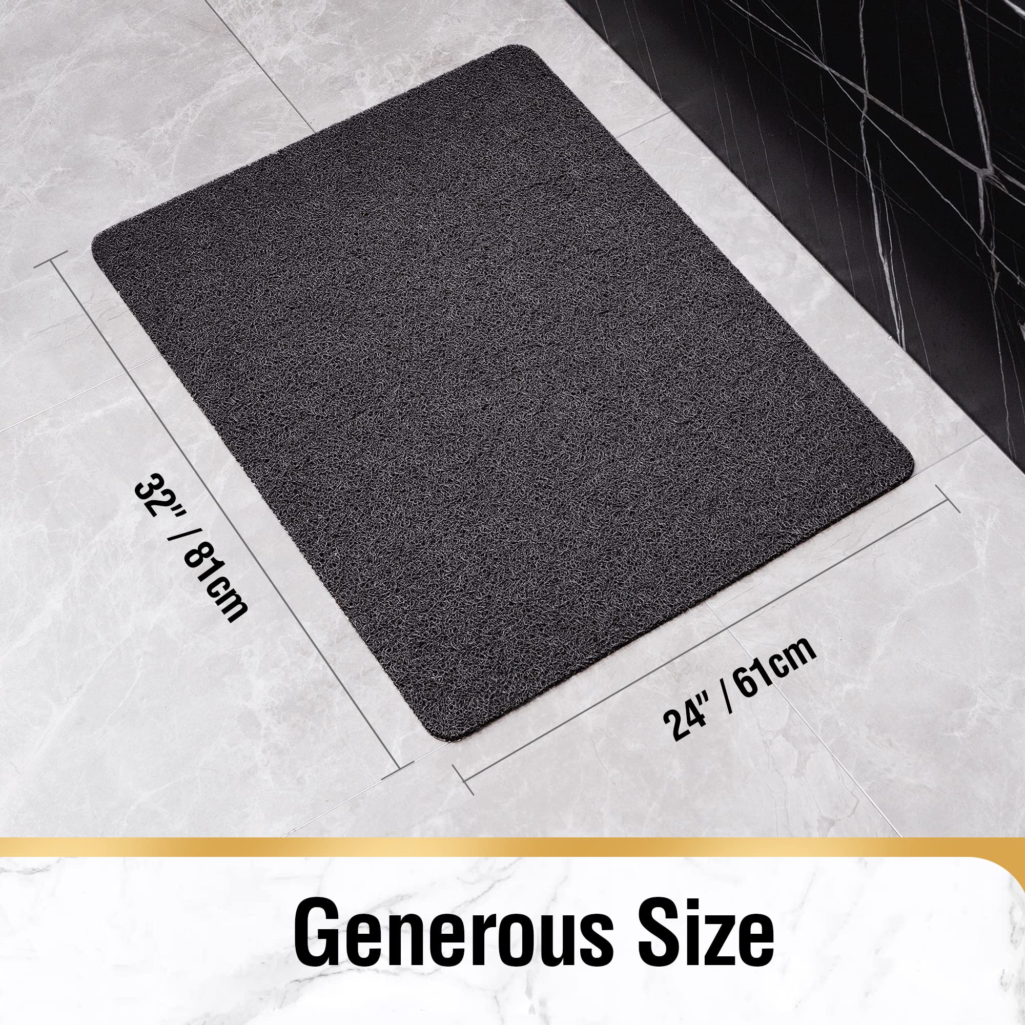 HITSLAM Shower mat Non Slip, 24 x 32 Inch Bathtub Mat Non Slip with Drain, Soft PVC Loofah Shower Bath Mat for Tub, Quick Drying Bathroom Shower Mat, Black