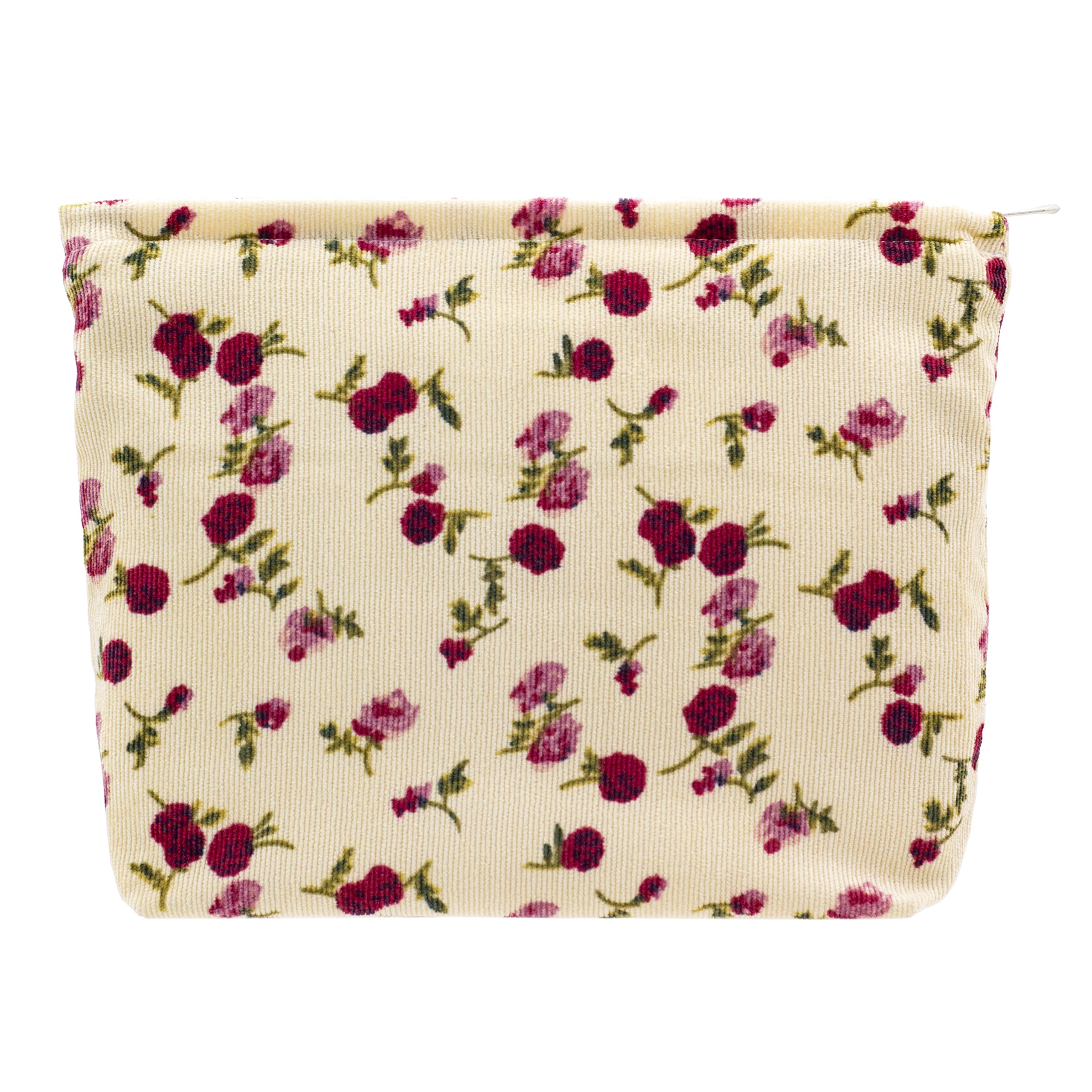 PAZIMIIK Makeup Bag Large Zipper Corduroy Make Up Pouch for Purse Travel Canvas Cosmetic Organizer for Women Brush Storage,Vintage Rose Beige