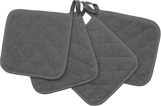 GQZLUCK Cotton Pot Holders, Hot Pads for Kitchen,Set of 4, Grey