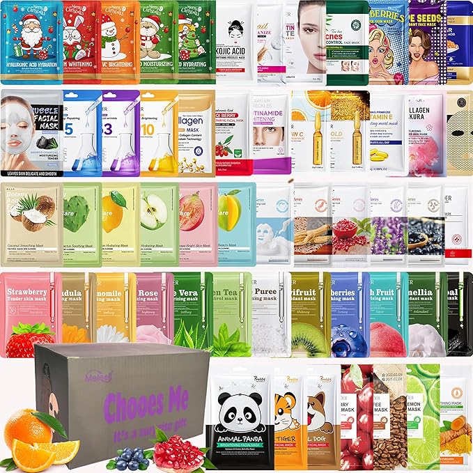 Meleell Collagen Face Masks Variety Set, 55 Pack