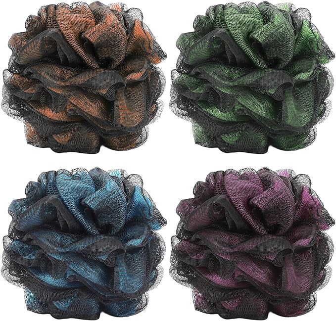 Loofah Sponge 60g/Piece, Bath Sponge Pouf Shower Loofah Body Scrubber Exfoliator Pack of 4
