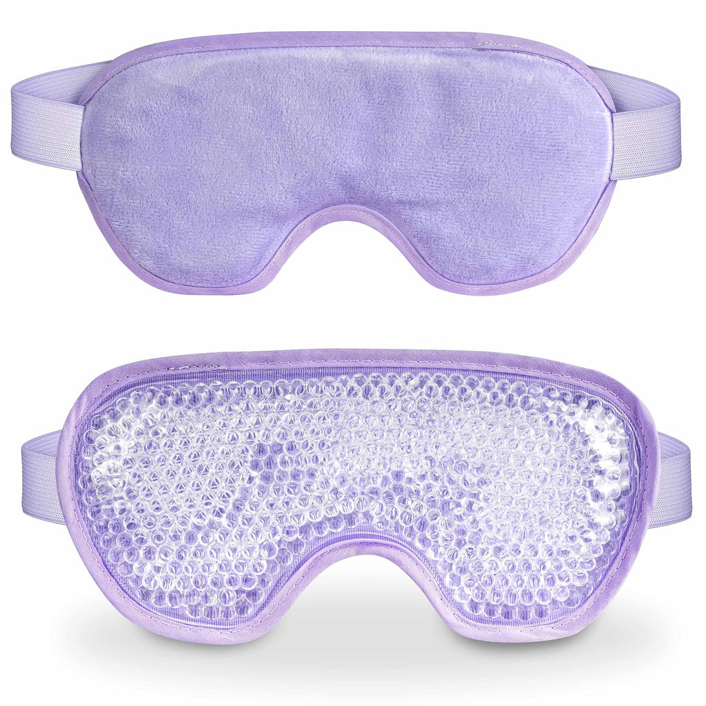 Cooling Eye Mask with Gel Beads, Reusable Cold Eye Mask for Puffy Eyes, Dark Circles, Sleep, Relaxation, Soft Cooling Eye Pads for Men Women（Purple）