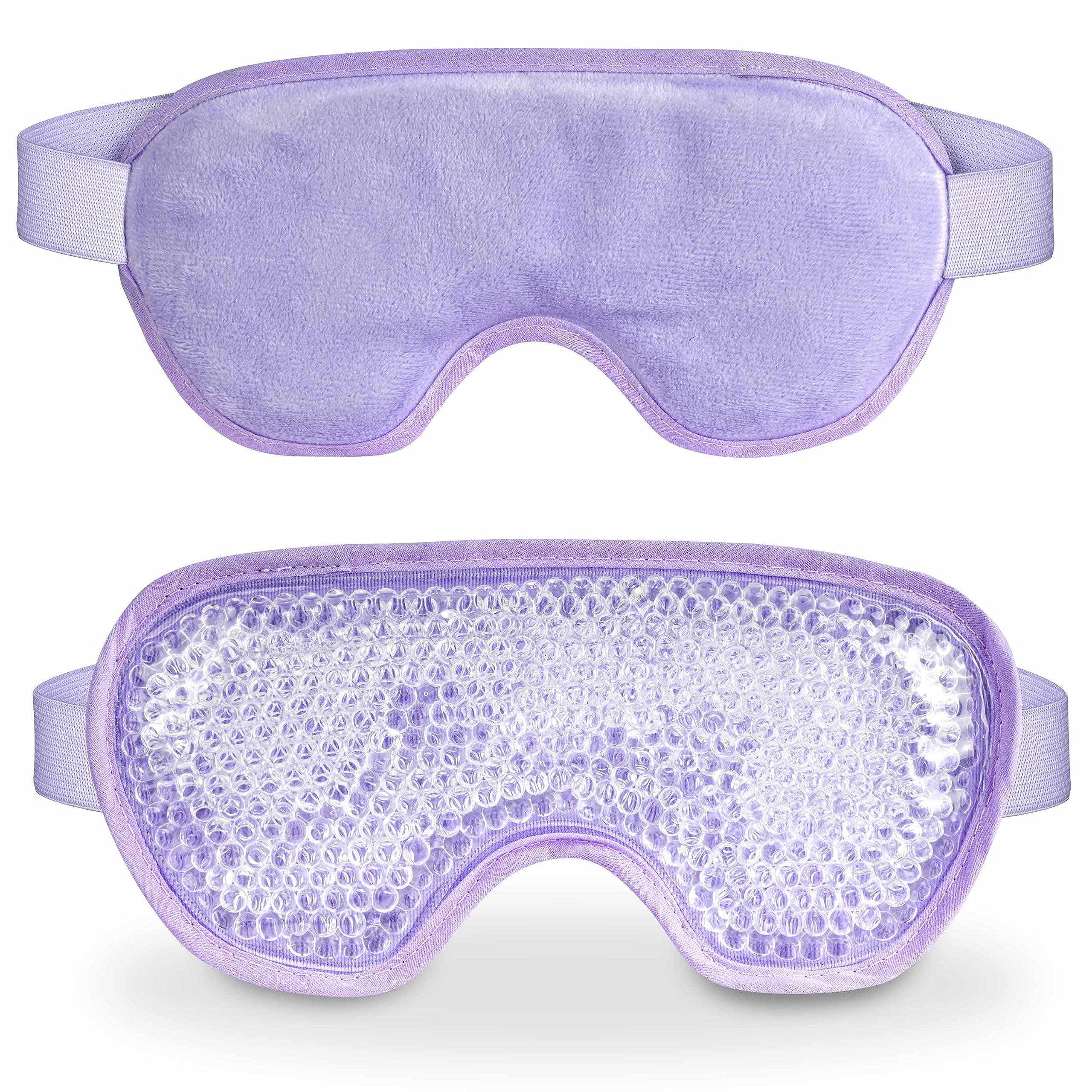 Cooling Eye Mask with Gel Beads, Reusable Cold Eye Mask for Puffy Eyes, Dark Circles, Sleep, Relaxation, Soft Cooling Eye Pads for Men Women（Purple）