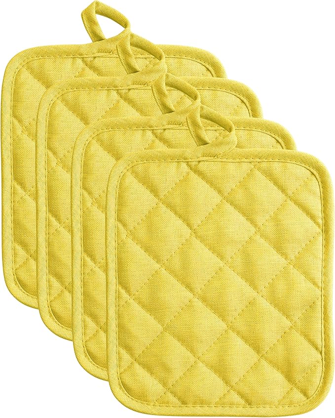 American Linen 8-Pack Heat Resistant Pot Holders & Hot Pads(Sunshine, 4 Pack)