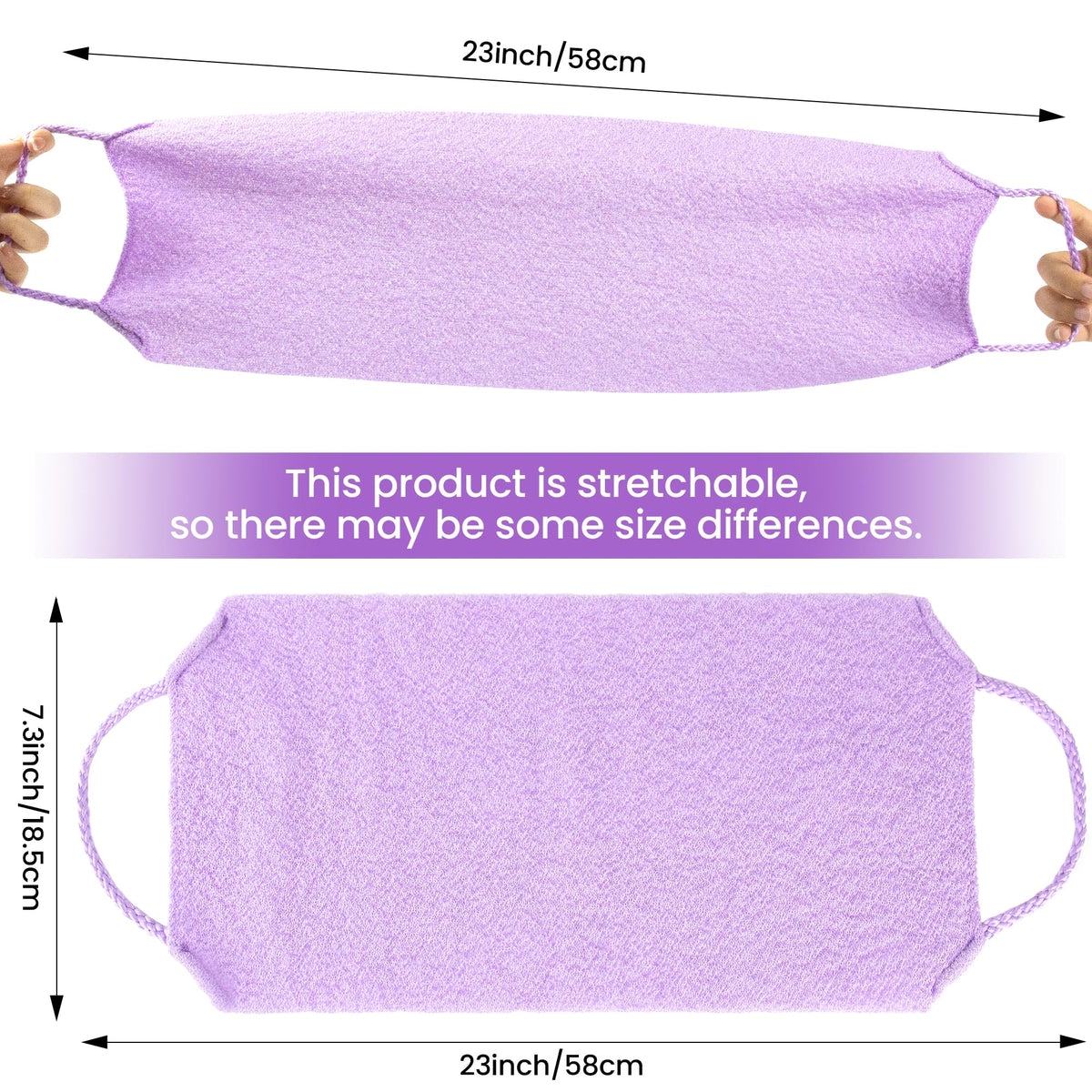 Silkyhose 3Pcs Dual-Sided Exfoliating Stretch Back Scrubber with Handles
