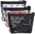Aiyorse 3Pcs Mini Cosmetic Bags, Heart Print Mini Zipper Mesh Bags, Lipstick Cosmetic Accessories Organizer, Zipper Mesh Cosmetic Bag for Women, Small Makeup Bag for Purse, Style 3