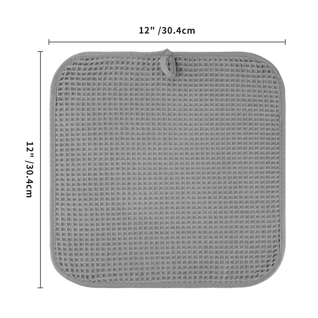 Microfiber Waffle Face Towels, 4 Pieces, Soft, Absorbent, Fast Drying, Lint Free 430 GSM (Gray)