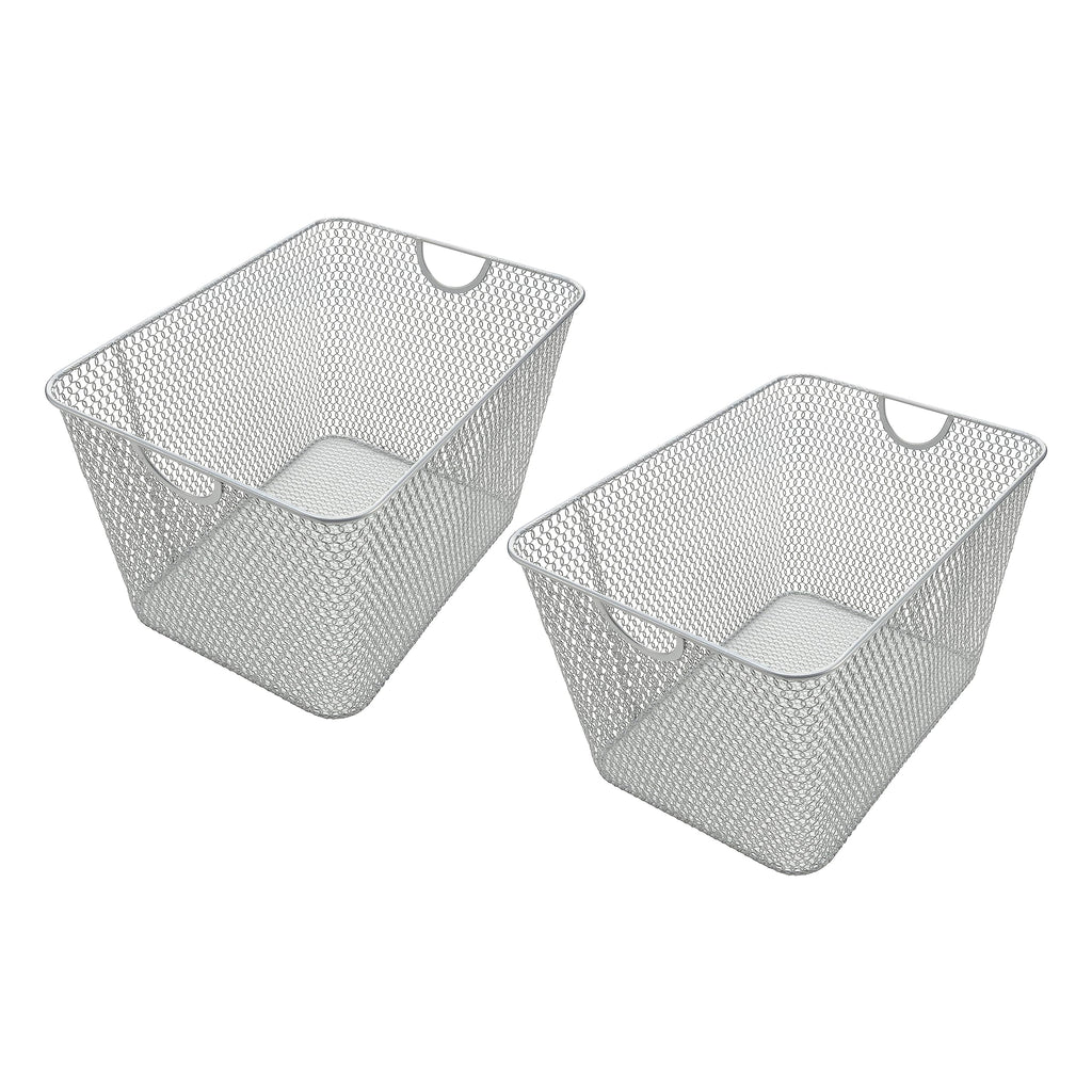 YBM HOME Wire Storage Baskets for Shelves, Cabinets, Pantry, Countertop, Open Mesh Storage Basket for Organizing Food Supplies, 2 Pack 14 x 10