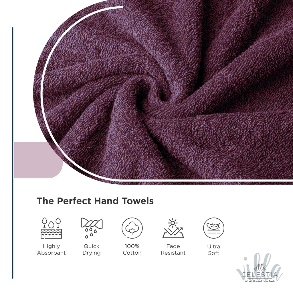 Villa Celestia 18-Piece 100% Cotton Towel Set, 4 Bath Towels, 6 Hand Towels, 8 Wash Cloth, Quick-Dry, Burgandy