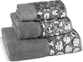 Zahari Home Sinatra Modern Bathroom Towel Set 3 Piece Towel Bath Towel, Hand Towel and Wash Towel Luxury Contemporary Decor Bling Silver Bath Towel Sets Soft, Plush and Highly Absorbent