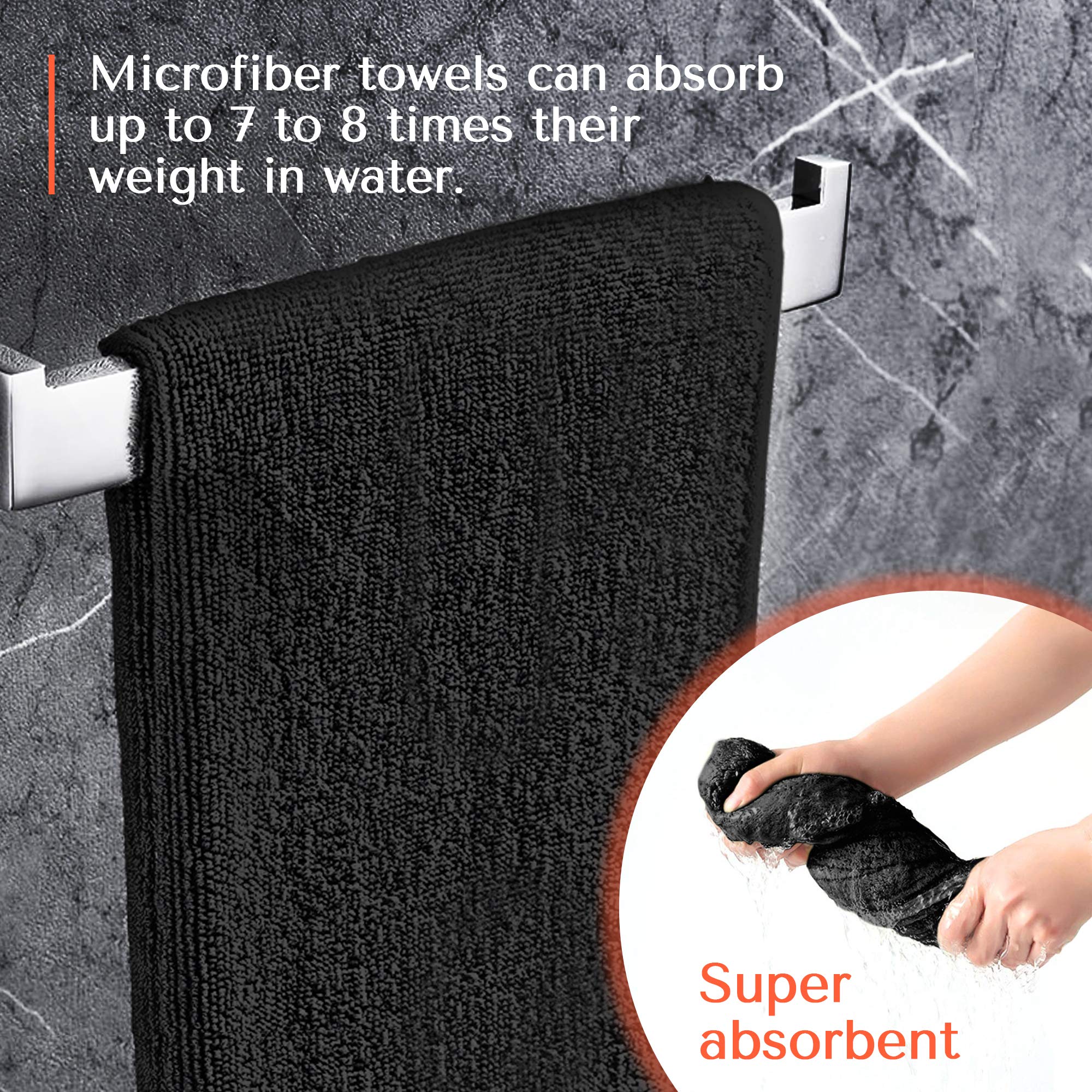 TASALON Microfiber Salon Hair Towels 10 Pack, 29" x 16" Ultra-Soft - Black