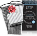 SHOWER BOUQUET Japanese-Exfoliating-Washcloth 2-Pack Charcoal & Silver Ion