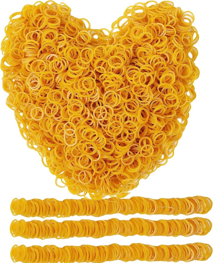 Rubber Bands mini 2000pcs rubber band yellow 0.5inch small Rubber Band Mini Soft Elastic Bands for Braids Diameter 13mm rubber bands for Office Supplies School